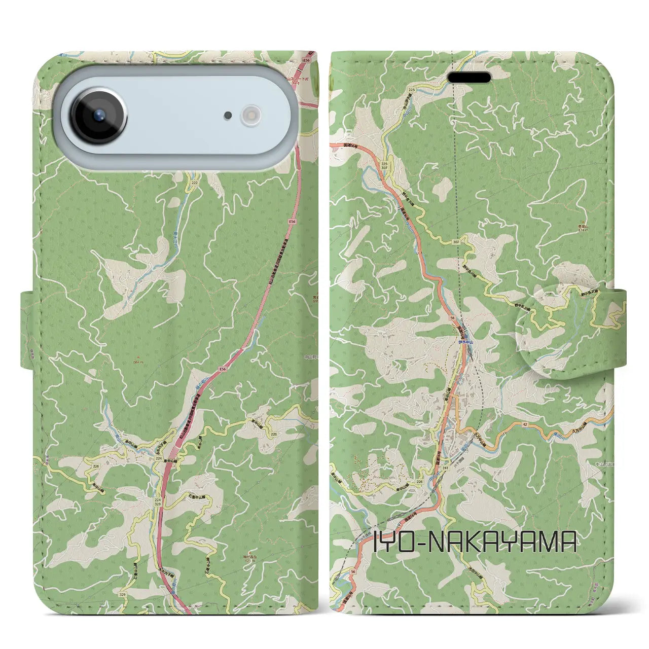 【伊予中山（愛媛県）】地図柄iPhoneケース（手帳タイプ）