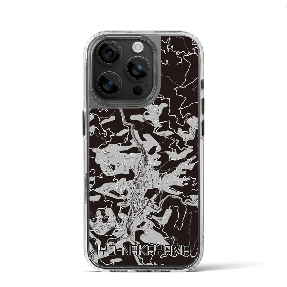 【伊予中山(愛媛県)】地図柄iPhoneケース(MagSafeタイプ)モノトーン・iPhone 16 Pro 用