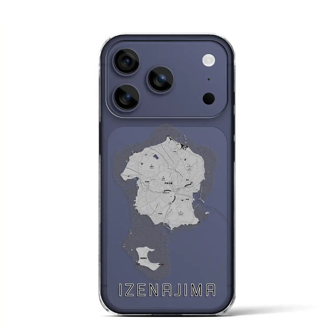 【伊是名島(沖縄県)】地図柄iPhoneケース(クリアタイプ)モノトーン・iPhone 17 Pro Max 用