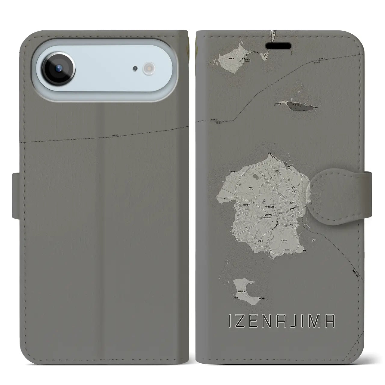 【伊是名島（沖縄県）】地図柄iPhoneケース（手帳タイプ）