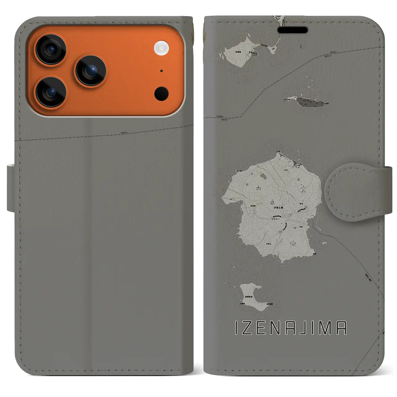 【伊是名島（沖縄県）】地図柄iPhoneケース（手帳タイプ）
