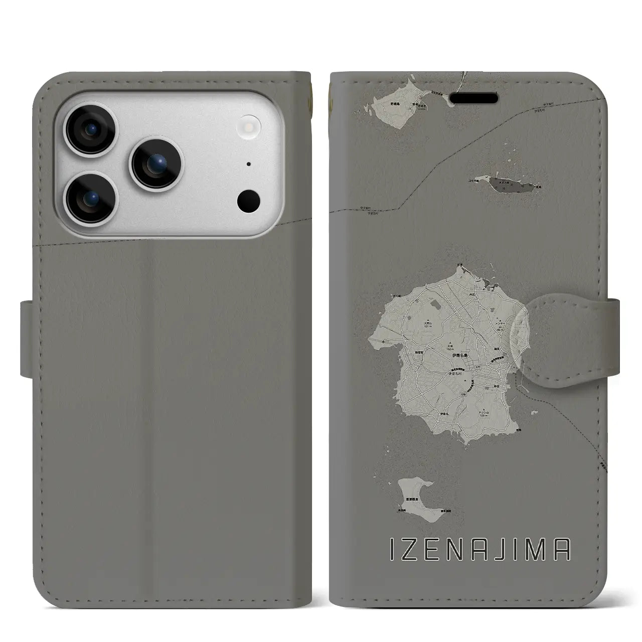 【伊是名島（沖縄県）】地図柄iPhoneケース（手帳タイプ）