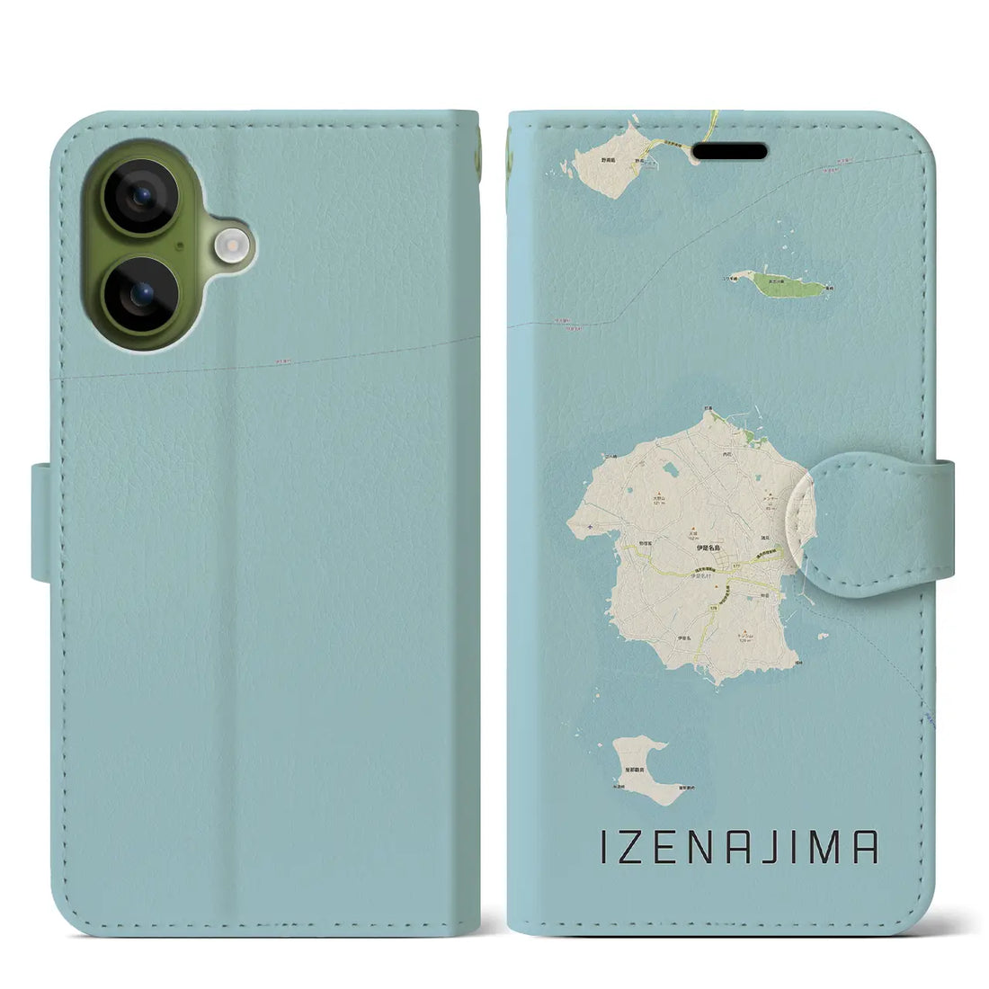 【伊是名島（沖縄県）】地図柄iPhoneケース（手帳タイプ）ナチュラル・iPhone 17 Pro Max 用