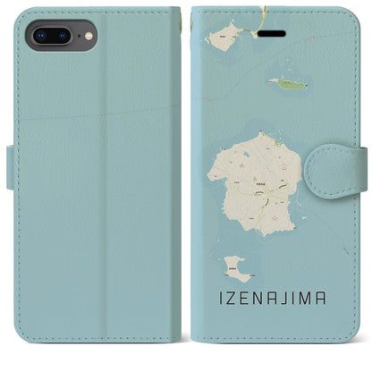 【伊是名島（沖縄県）】地図柄iPhoneケース（手帳タイプ）ナチュラル・iPhone 8Plus /7Plus / 6sPlus / 6Plus 用