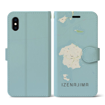 【伊是名島（沖縄県）】地図柄iPhoneケース（手帳タイプ）ナチュラル・iPhone XS / X 用