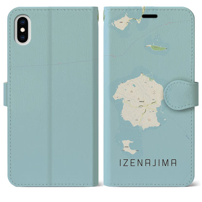 【伊是名島（沖縄県）】地図柄iPhoneケース（手帳タイプ）ナチュラル・iPhone XS Max 用