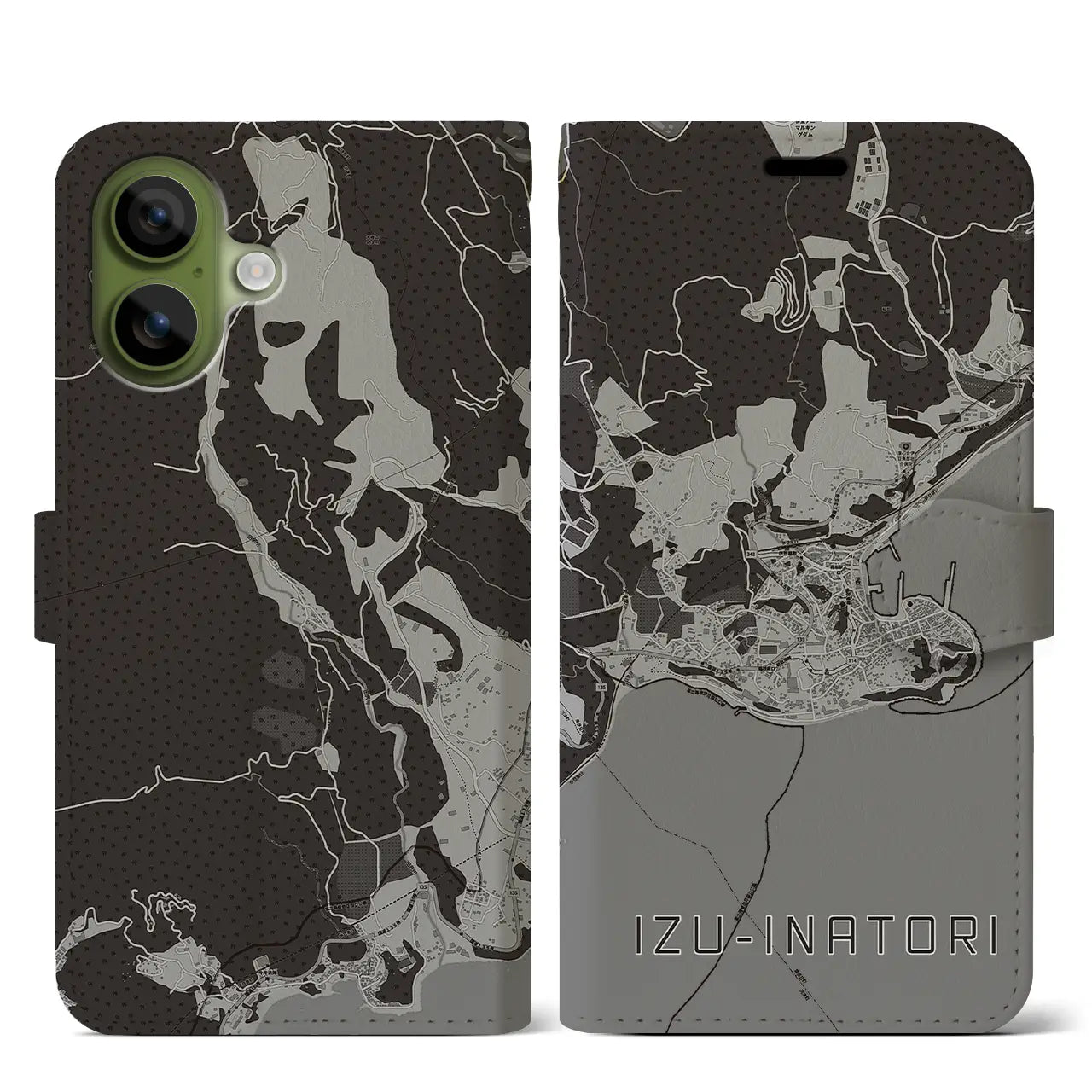 【伊豆稲取（静岡県）】地図柄iPhoneケース（手帳タイプ）