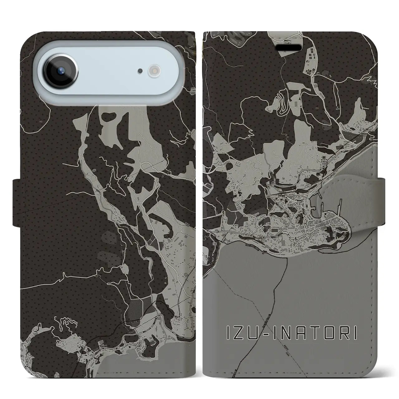 【伊豆稲取（静岡県）】地図柄iPhoneケース（手帳タイプ）