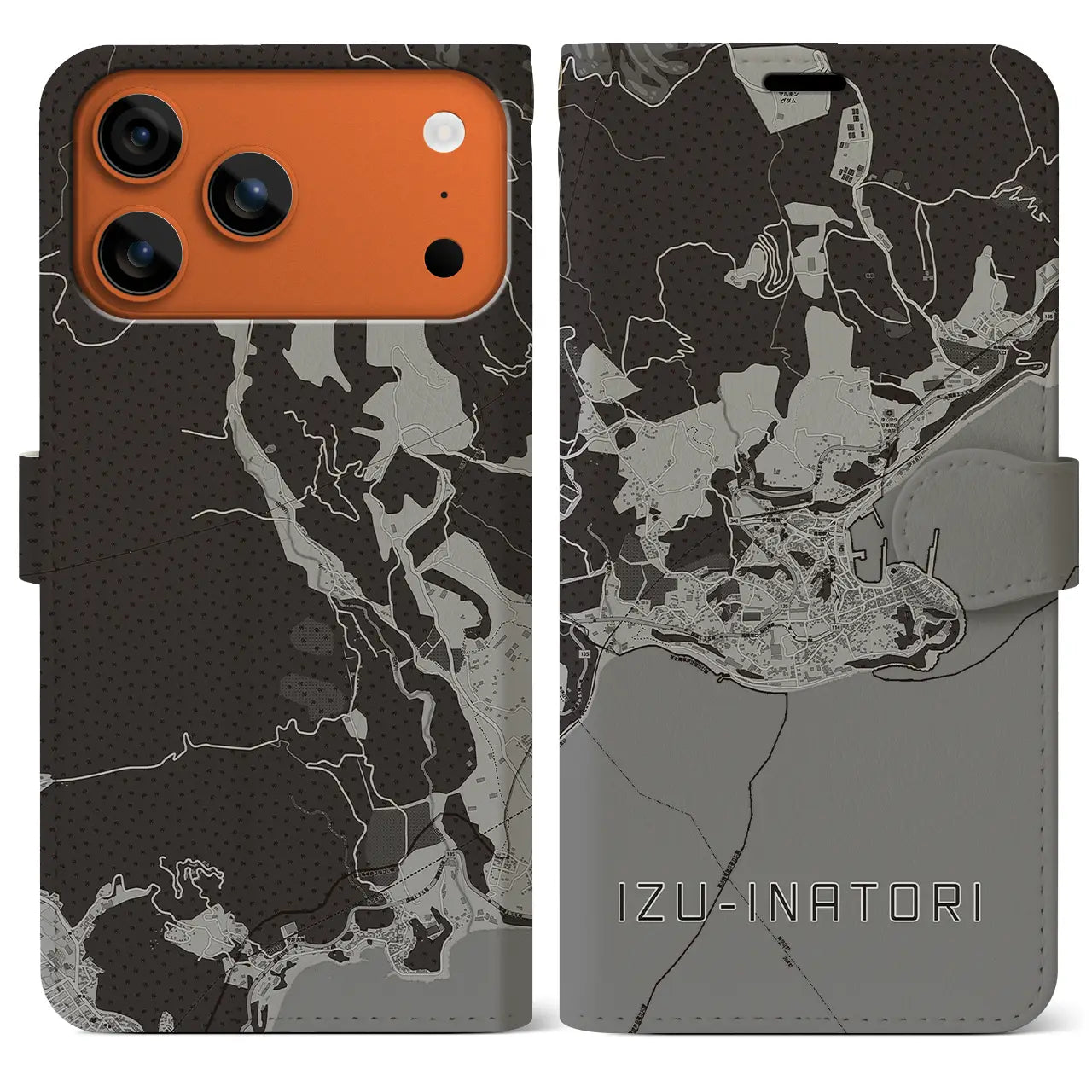 【伊豆稲取（静岡県）】地図柄iPhoneケース（手帳タイプ）