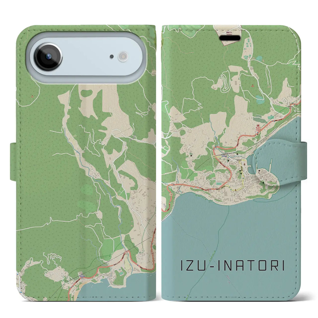 【伊豆稲取（静岡県）】地図柄iPhoneケース（手帳タイプ）ナチュラル・iPhone 17 Pro Max 用