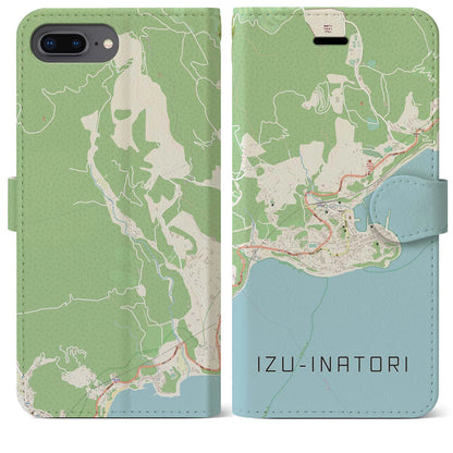 【伊豆稲取（静岡県）】地図柄iPhoneケース（手帳タイプ）ナチュラル・iPhone 8Plus /7Plus / 6sPlus / 6Plus 用