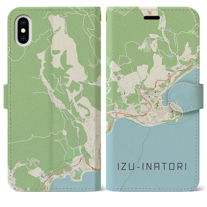 【伊豆稲取（静岡県）】地図柄iPhoneケース（手帳タイプ）ナチュラル・iPhone XS Max 用