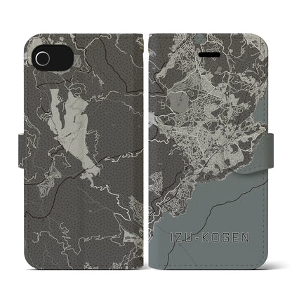 【伊豆高原（静岡県）】地図柄iPhoneケース（手帳タイプ）モノトーン・iPhone SE（第3 / 第2世代） / 8 / 7 / 6s / 6 用