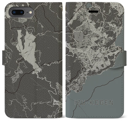 【伊豆高原（静岡県）】地図柄iPhoneケース（手帳タイプ）モノトーン・iPhone 8Plus /7Plus / 6sPlus / 6Plus 用