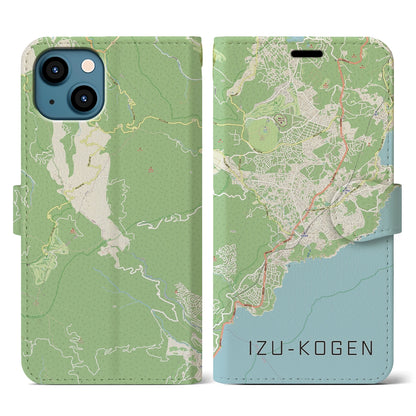 【伊豆高原（静岡県）】地図柄iPhoneケース（手帳タイプ）ナチュラル・iPhone 13 用
