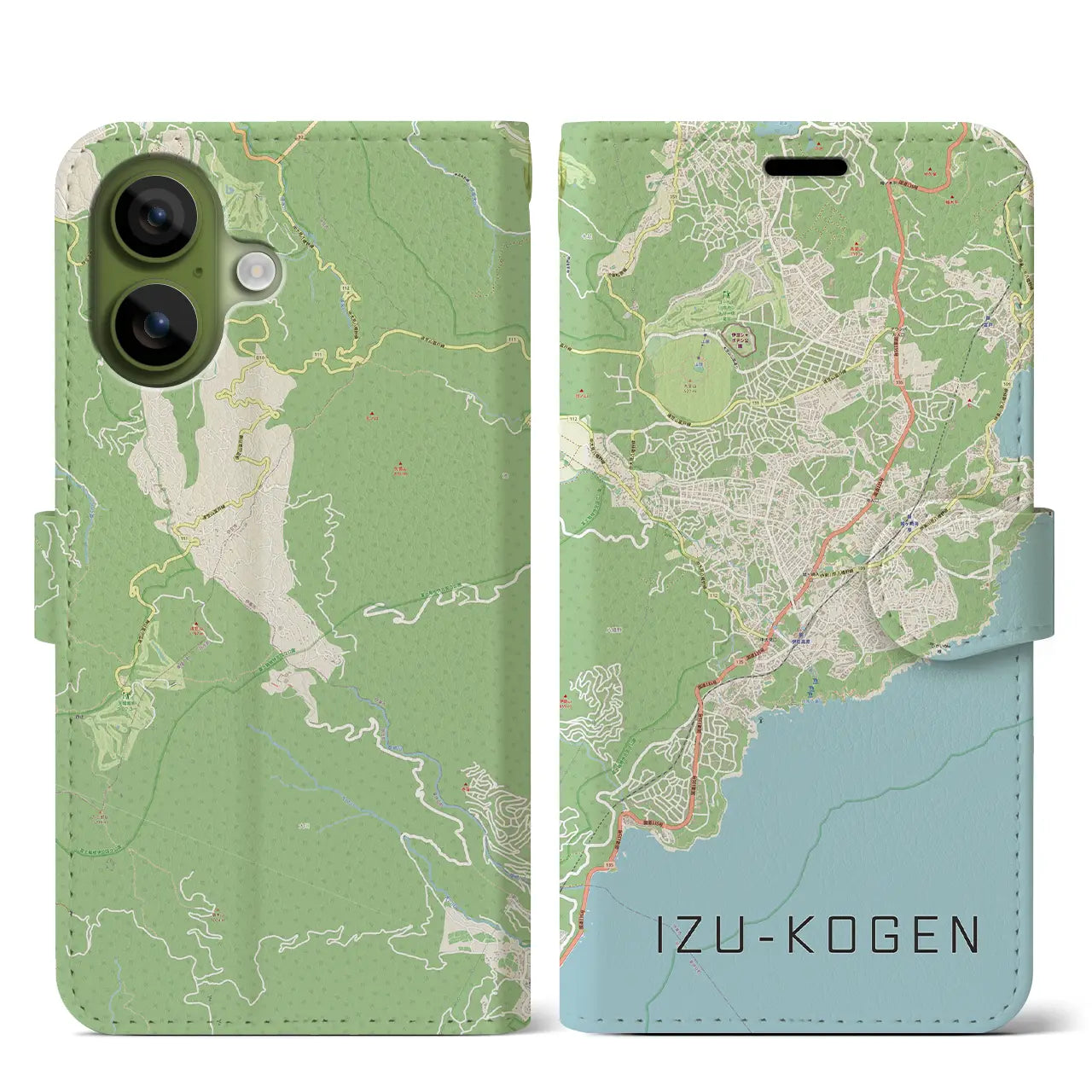 【伊豆高原（静岡県）】地図柄iPhoneケース（手帳タイプ）