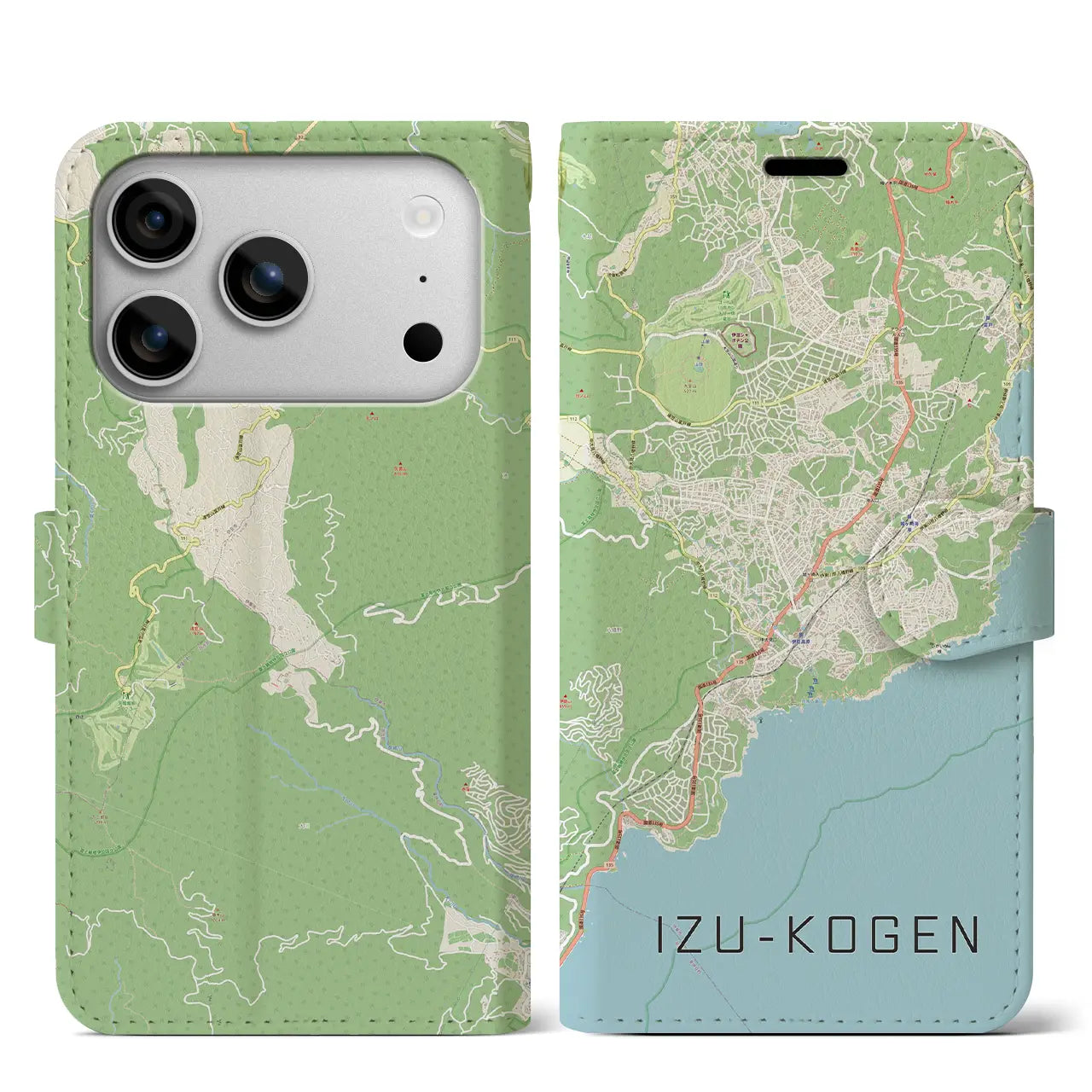 【伊豆高原（静岡県）】地図柄iPhoneケース（手帳タイプ）