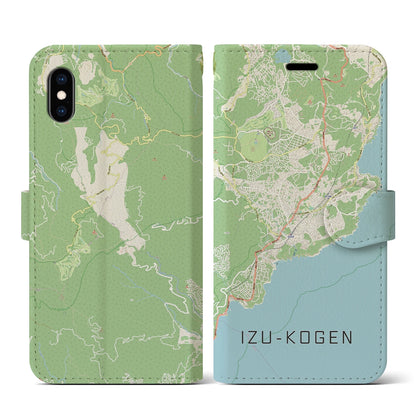 【伊豆高原（静岡県）】地図柄iPhoneケース（手帳タイプ）ナチュラル・iPhone XS / X 用