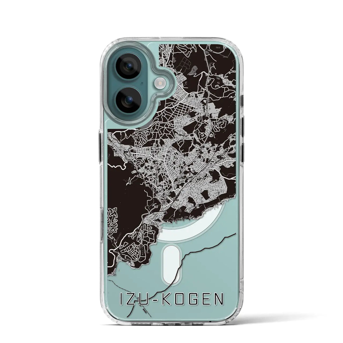 【伊豆高原(静岡県)】地図柄iPhoneケース(MagSafeタイプ)モノトーン・iPhone 16 Pro 用