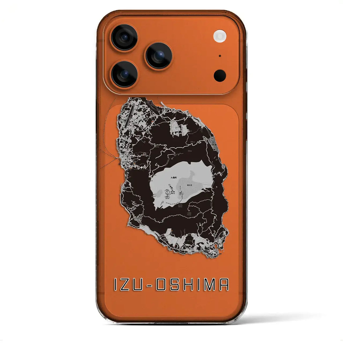 【伊豆大島(東京都)】地図柄iPhoneケース(クリアタイプ)モノトーン・iPhone 17 Pro Max 用