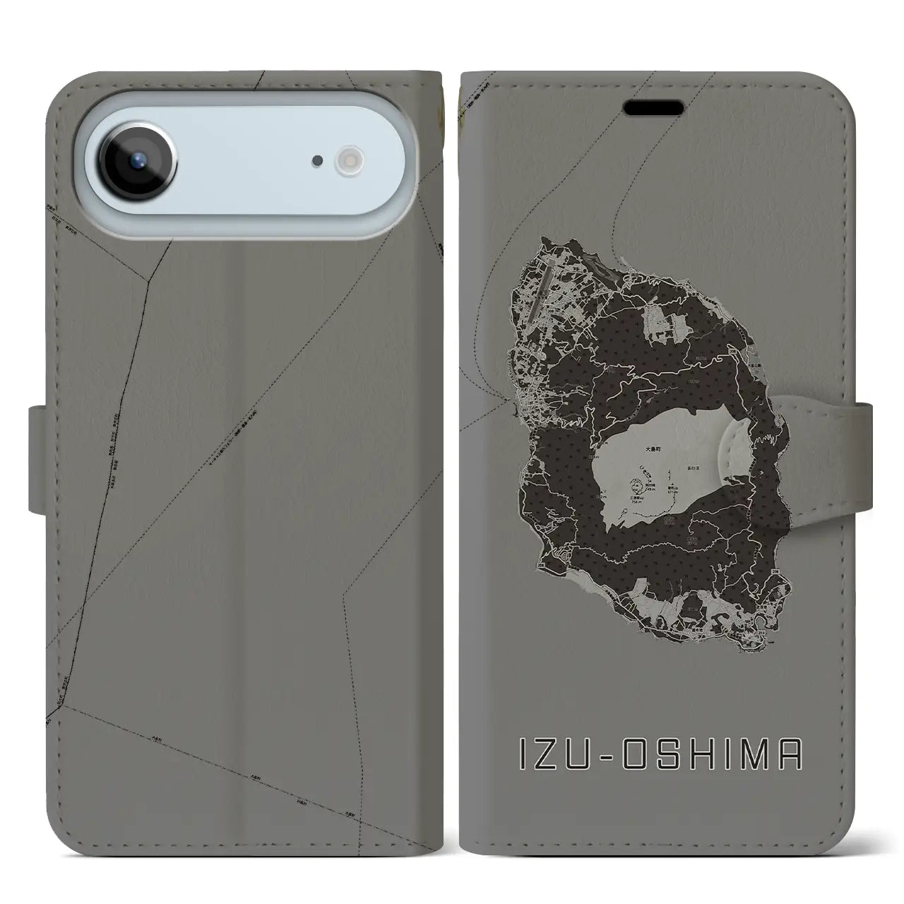 【伊豆大島（東京都）】地図柄iPhoneケース（手帳タイプ）