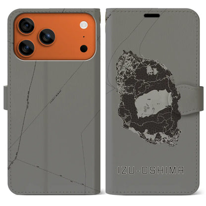 【伊豆大島（東京都）】地図柄iPhoneケース（手帳タイプ）