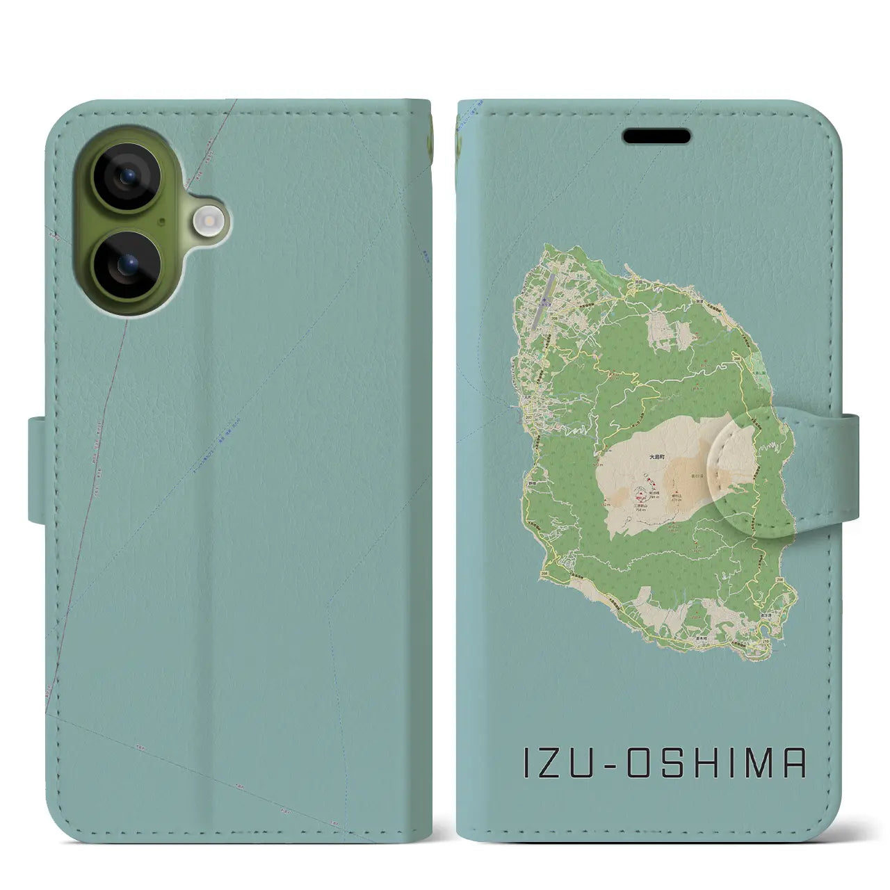 【伊豆大島（東京都）】地図柄iPhoneケース（手帳タイプ）