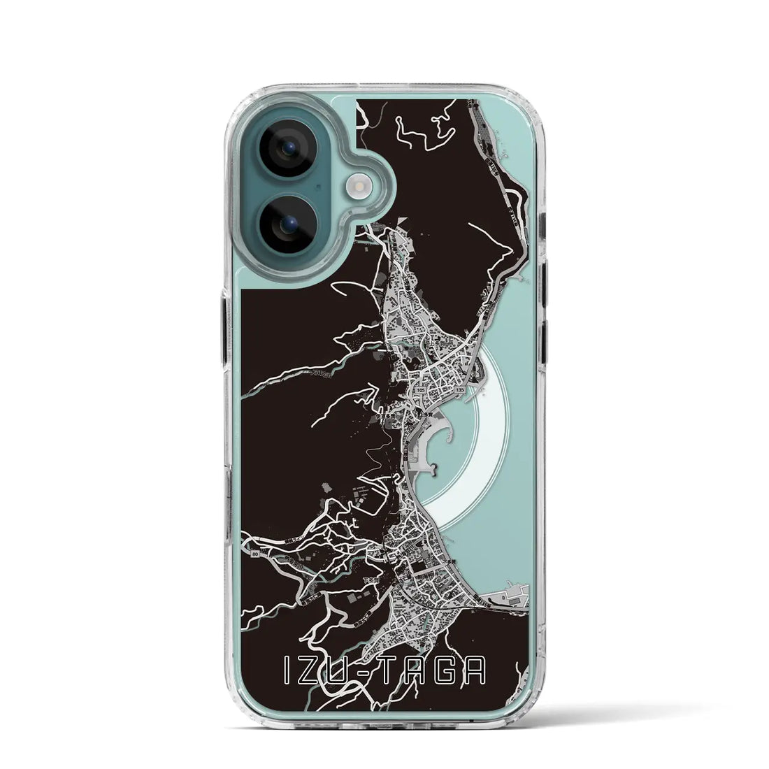 【伊豆多賀(静岡県)】地図柄iPhoneケース(MagSafeタイプ)モノトーン・iPhone 16 Pro 用