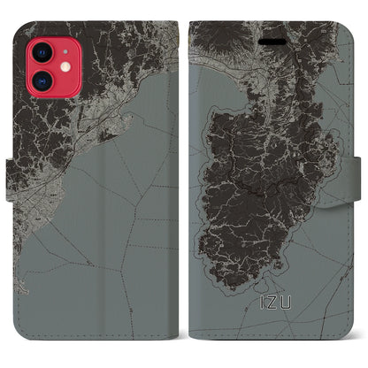 【伊豆2（静岡県）】地図柄iPhoneケース（手帳タイプ）モノトーン・iPhone 11 用