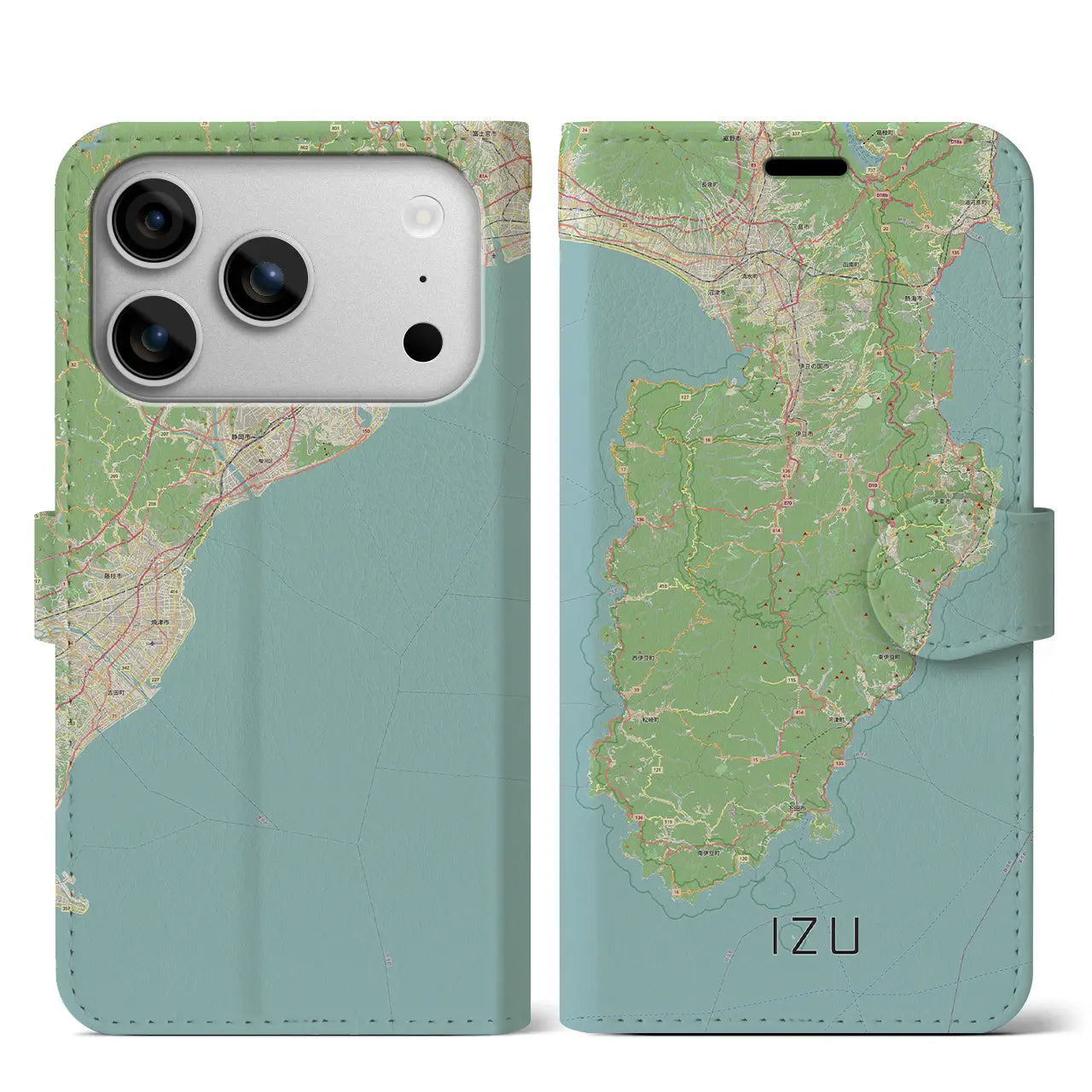 【伊豆2（静岡県）】地図柄iPhoneケース（手帳タイプ）