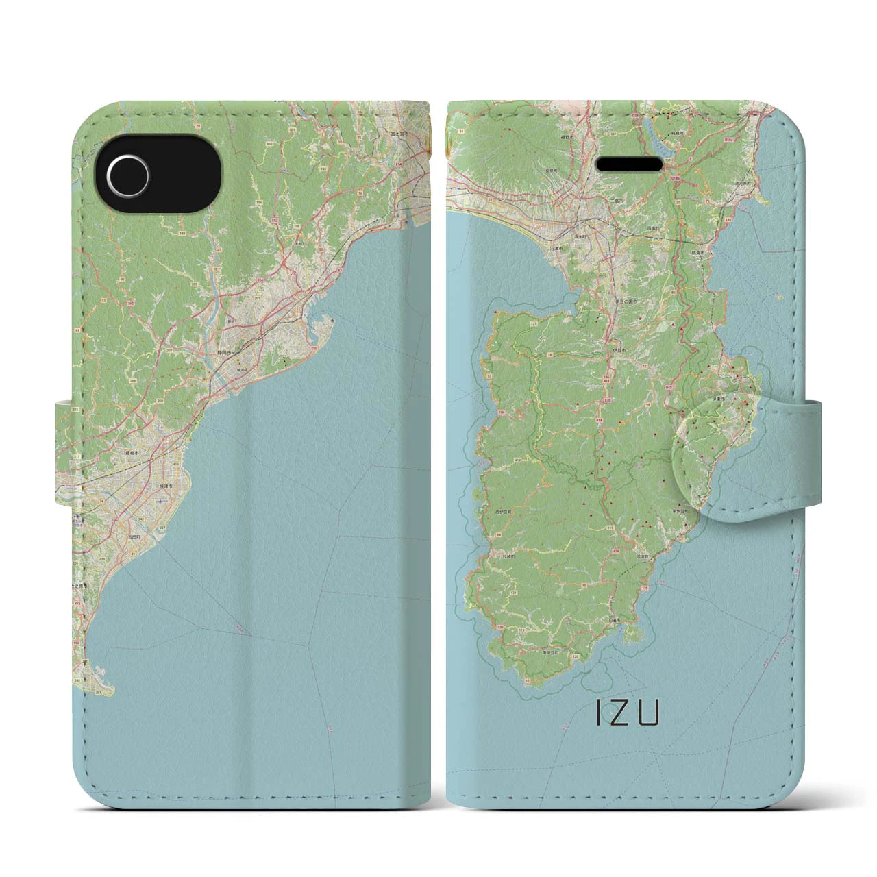 【伊豆2（静岡県）】地図柄iPhoneケース（手帳タイプ）ナチュラル・iPhone SE（第3 / 第2世代） / 8 / 7 / 6s / 6 用