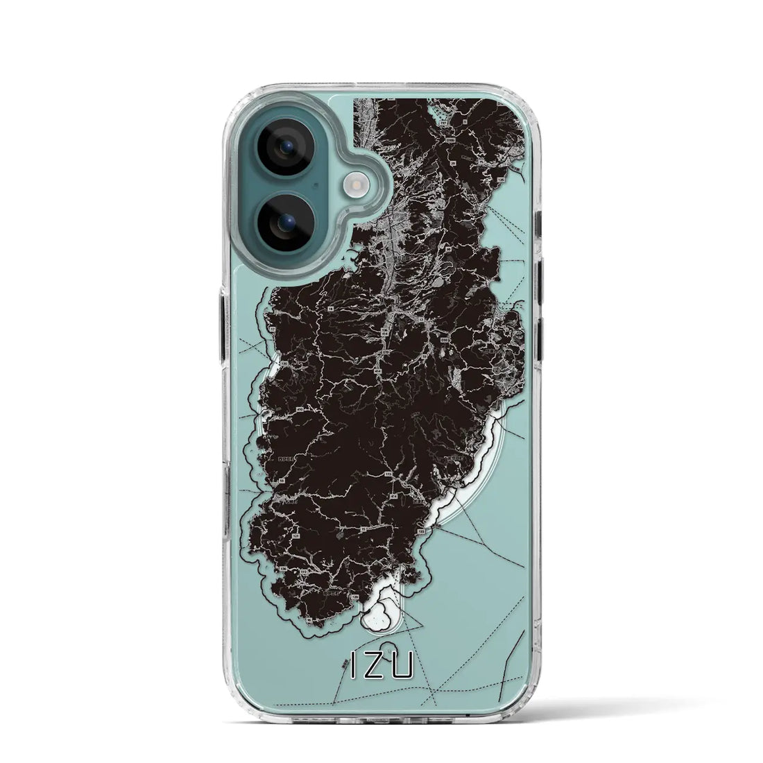 【伊豆2（静岡県）】地図柄iPhoneケース（MagSafeタイプ）モノトーン・iPhone 16 Pro 用