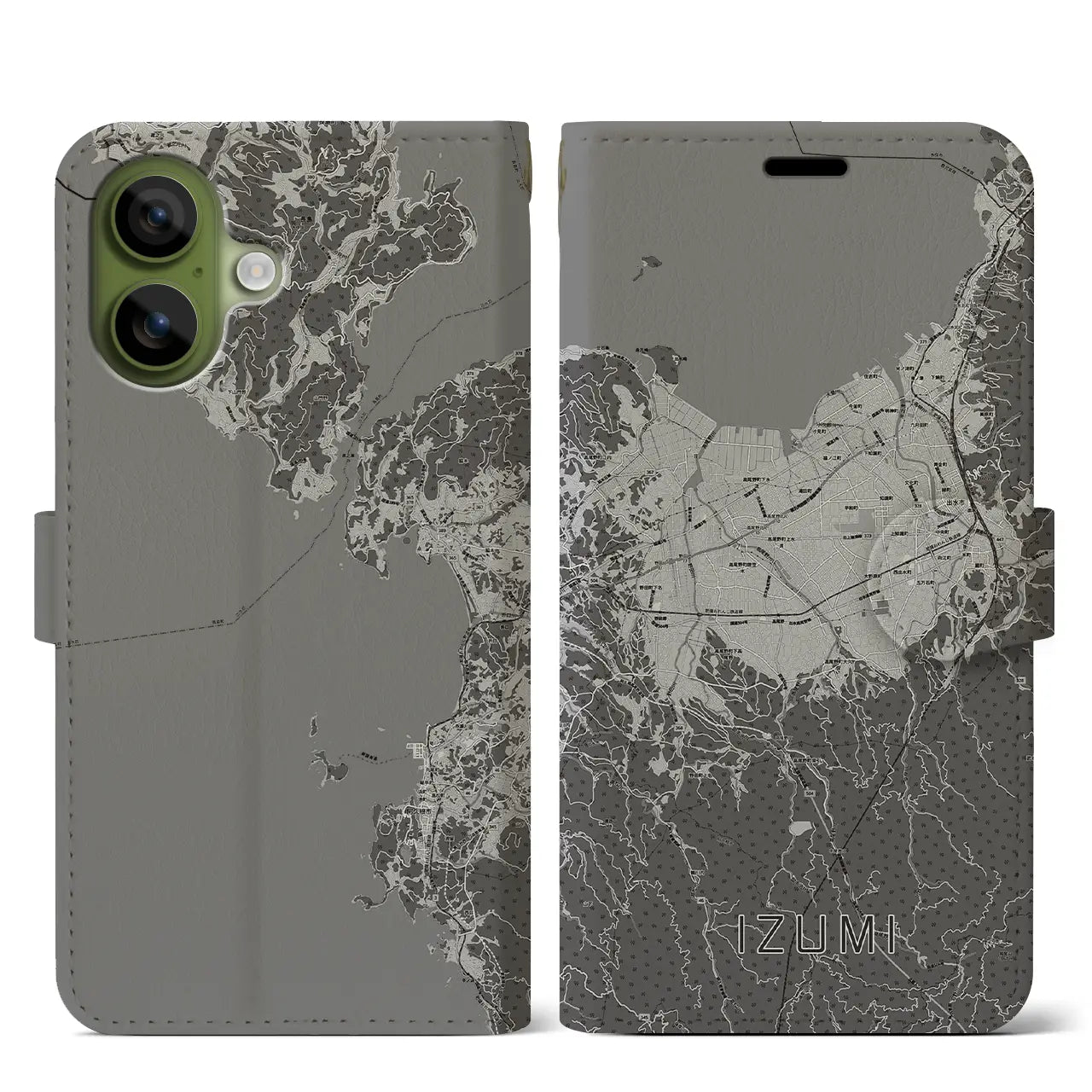 【出水（鹿児島県）】地図柄iPhoneケース（手帳タイプ）