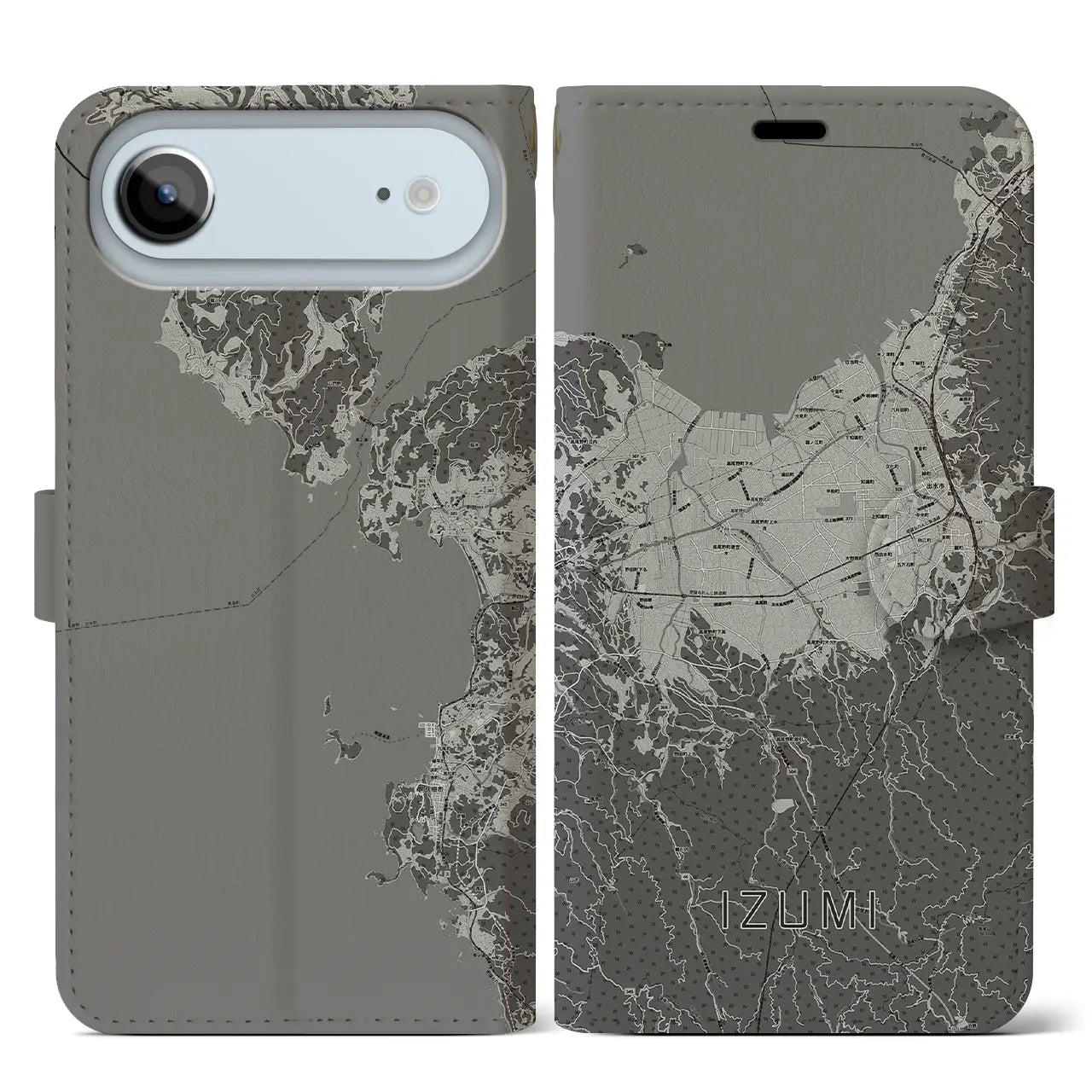 【出水（鹿児島県）】地図柄iPhoneケース（手帳タイプ）