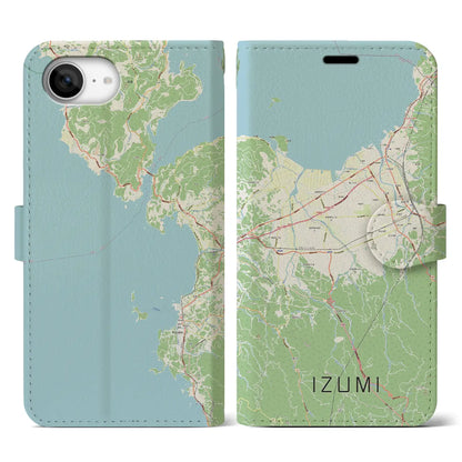 【出水（鹿児島県）】地図柄iPhoneケース（手帳タイプ）