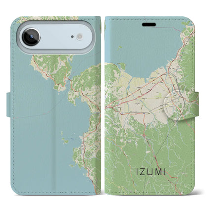 【出水（鹿児島県）】地図柄iPhoneケース（手帳タイプ）