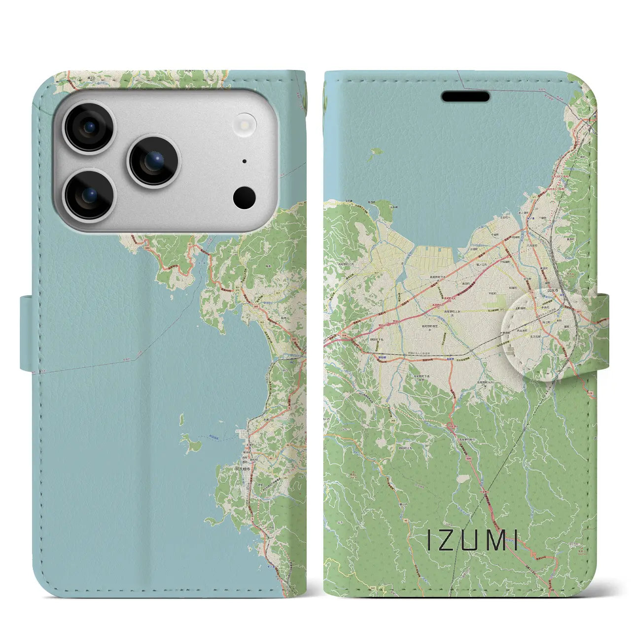 【出水（鹿児島県）】地図柄iPhoneケース（手帳タイプ）