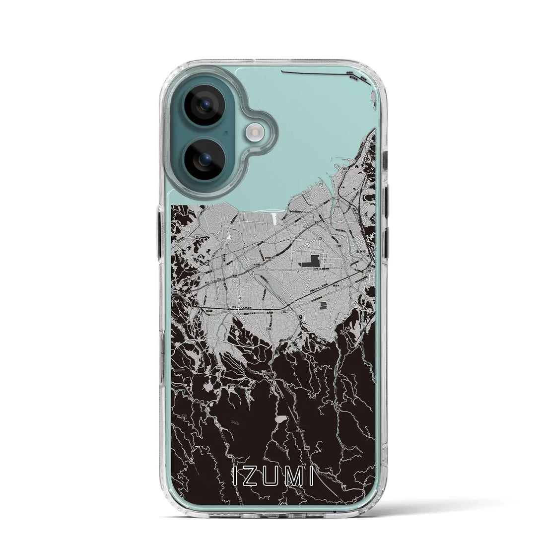 【出水(鹿児島県)】地図柄iPhoneケース(MagSafeタイプ)モノトーン・iPhone 16 Pro 用