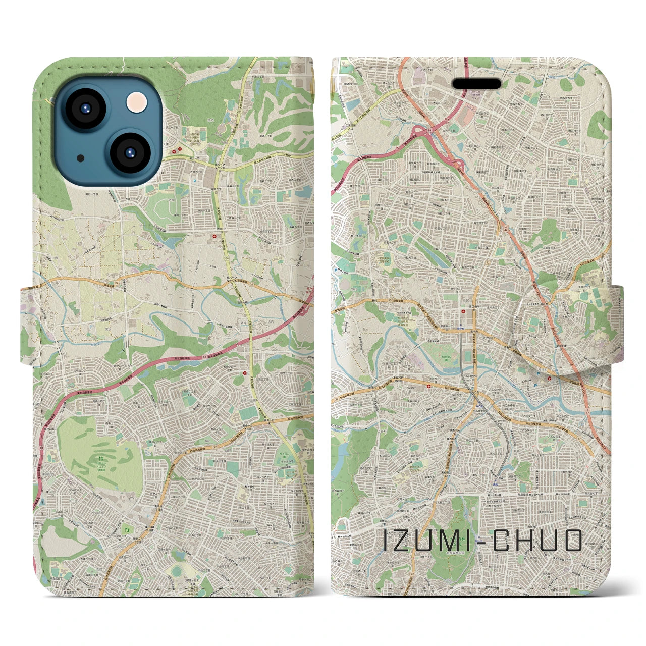 【泉中央（宮城県）】地図柄iPhoneケース（手帳タイプ）