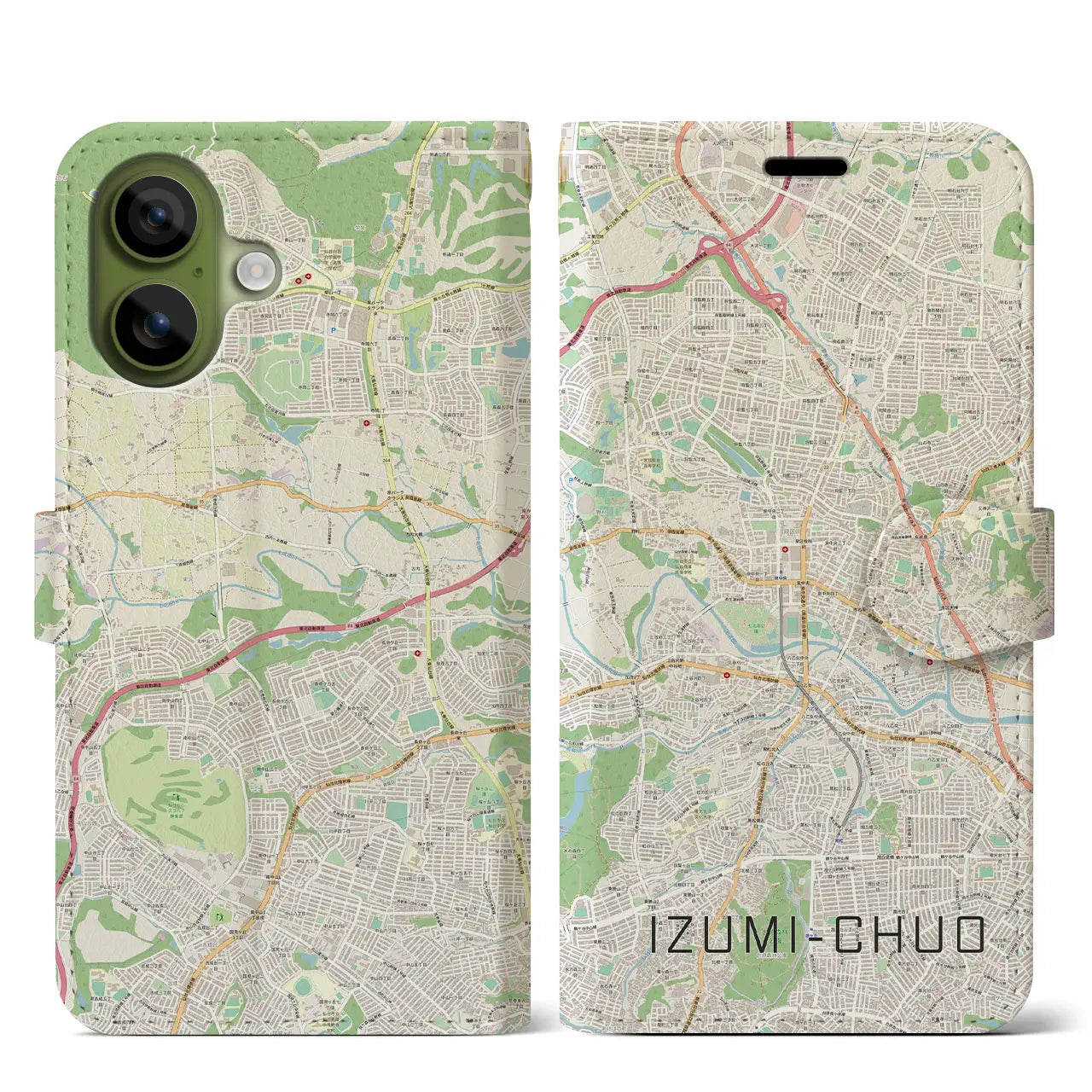 【泉中央（宮城県）】地図柄iPhoneケース（手帳タイプ）