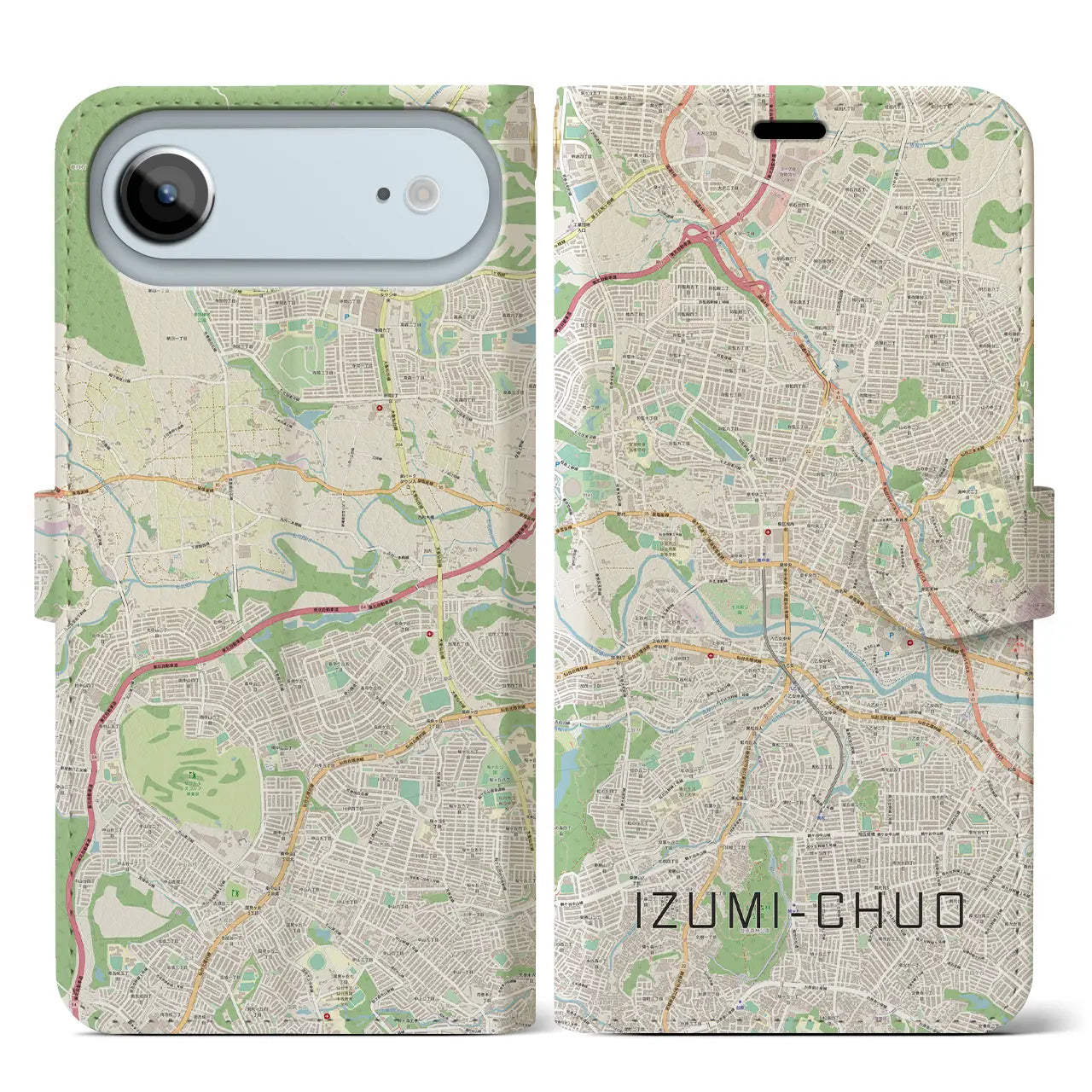 【泉中央（宮城県）】地図柄iPhoneケース（手帳タイプ）