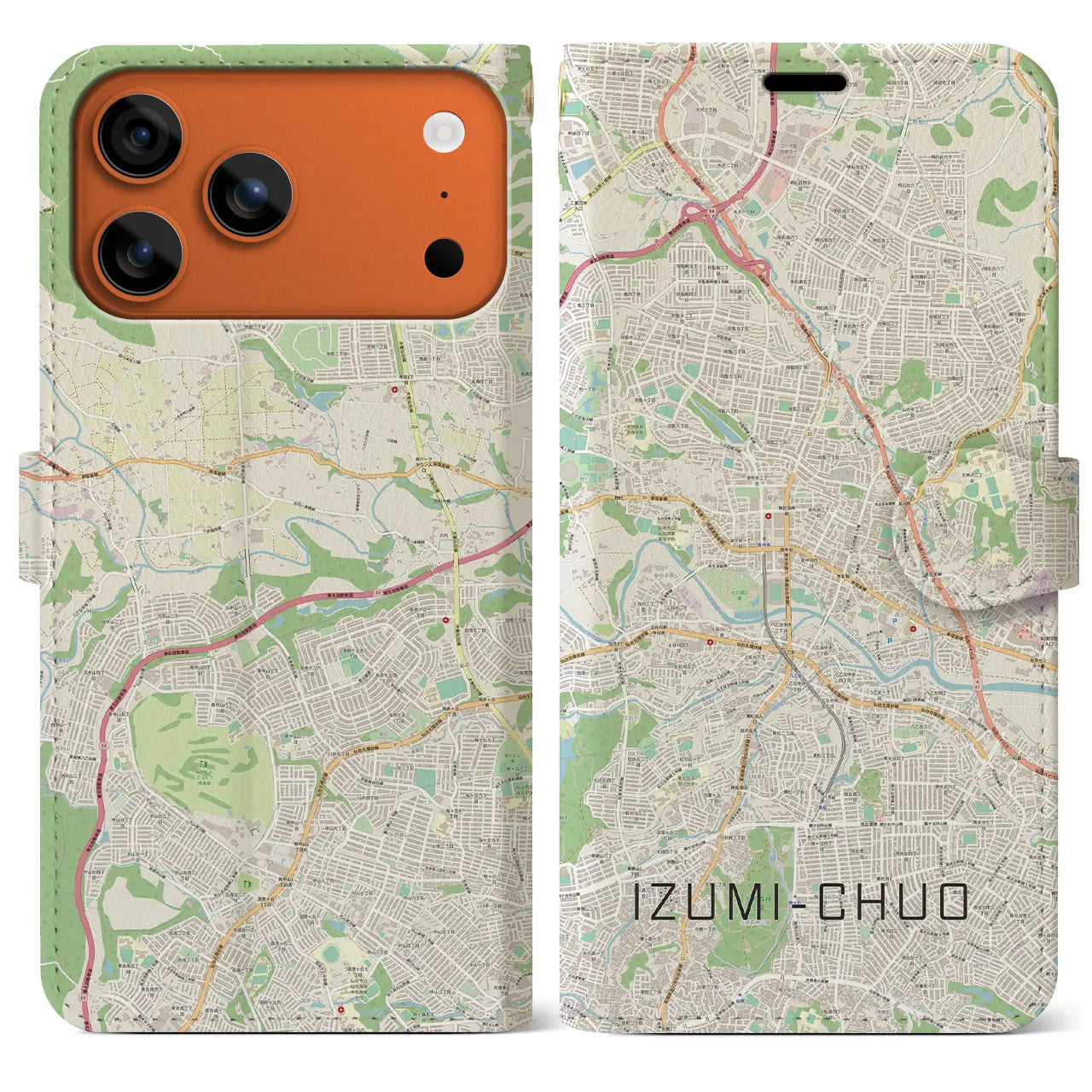 【泉中央（宮城県）】地図柄iPhoneケース（手帳タイプ）