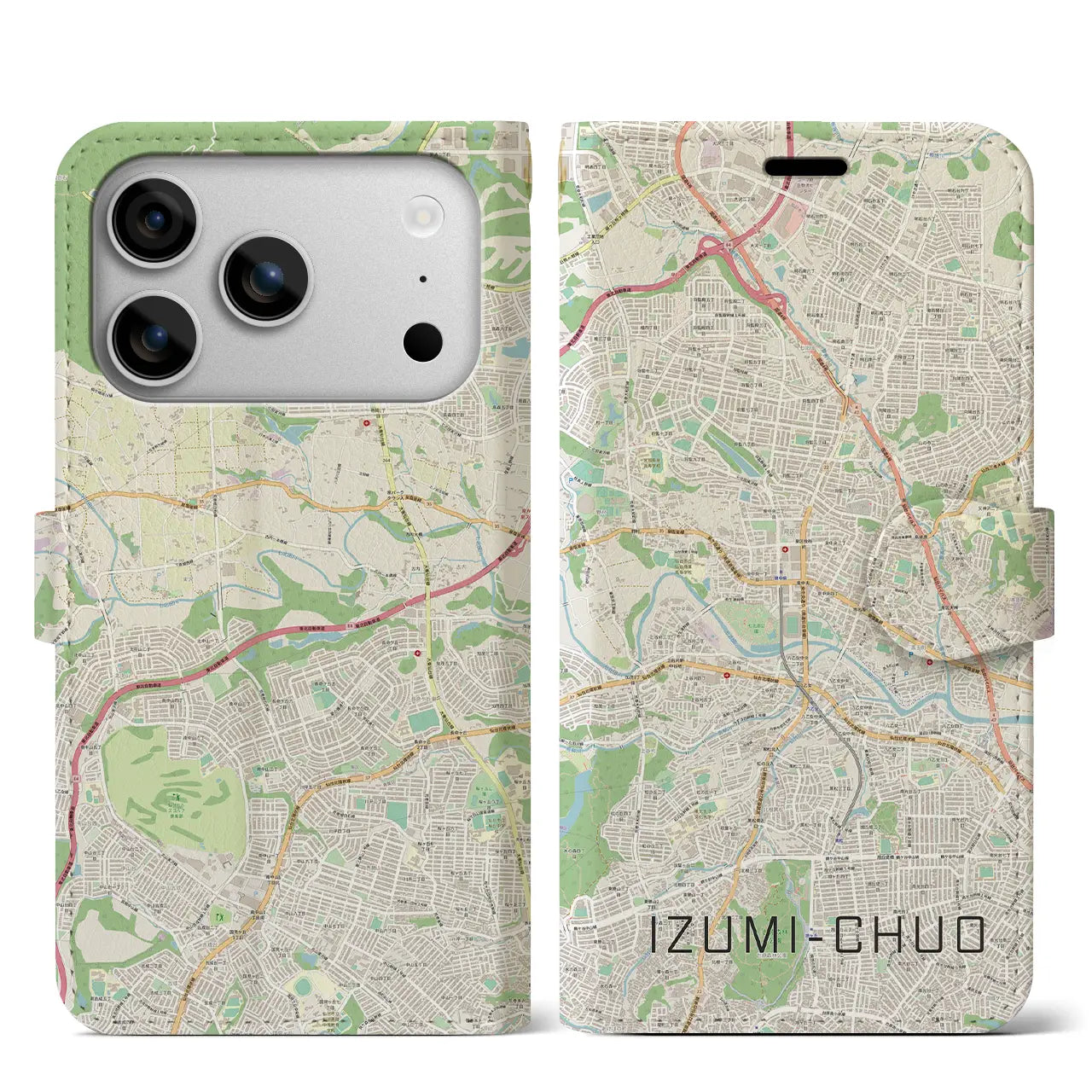 【泉中央（宮城県）】地図柄iPhoneケース（手帳タイプ）