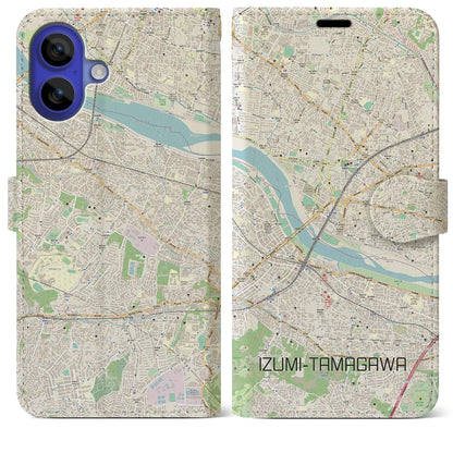 【和泉多摩川（東京都）】地図柄iPhoneケース（手帳タイプ）ナチュラル・iPhone 16 Pro Max 用