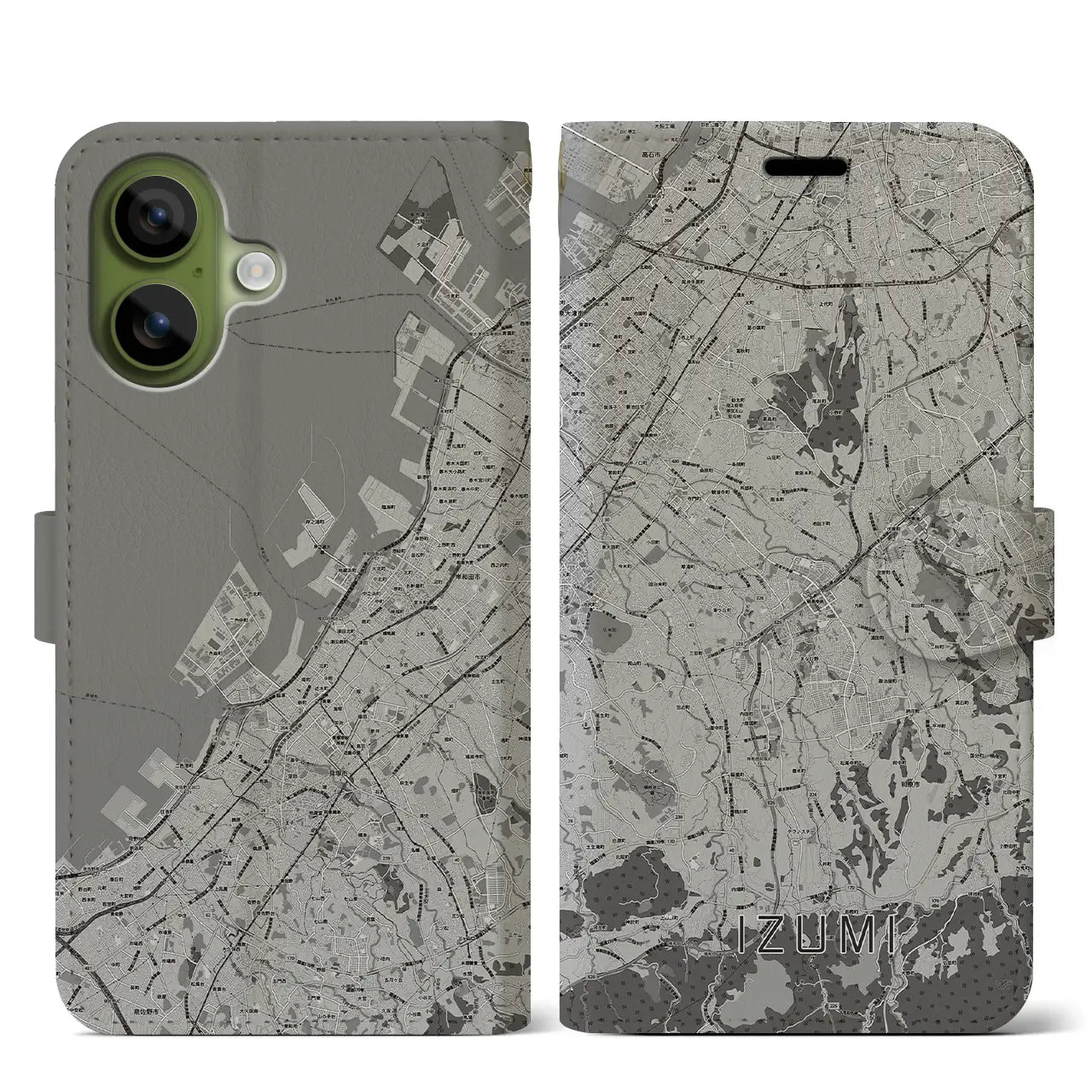 【和泉（大阪府）】地図柄iPhoneケース（手帳タイプ）