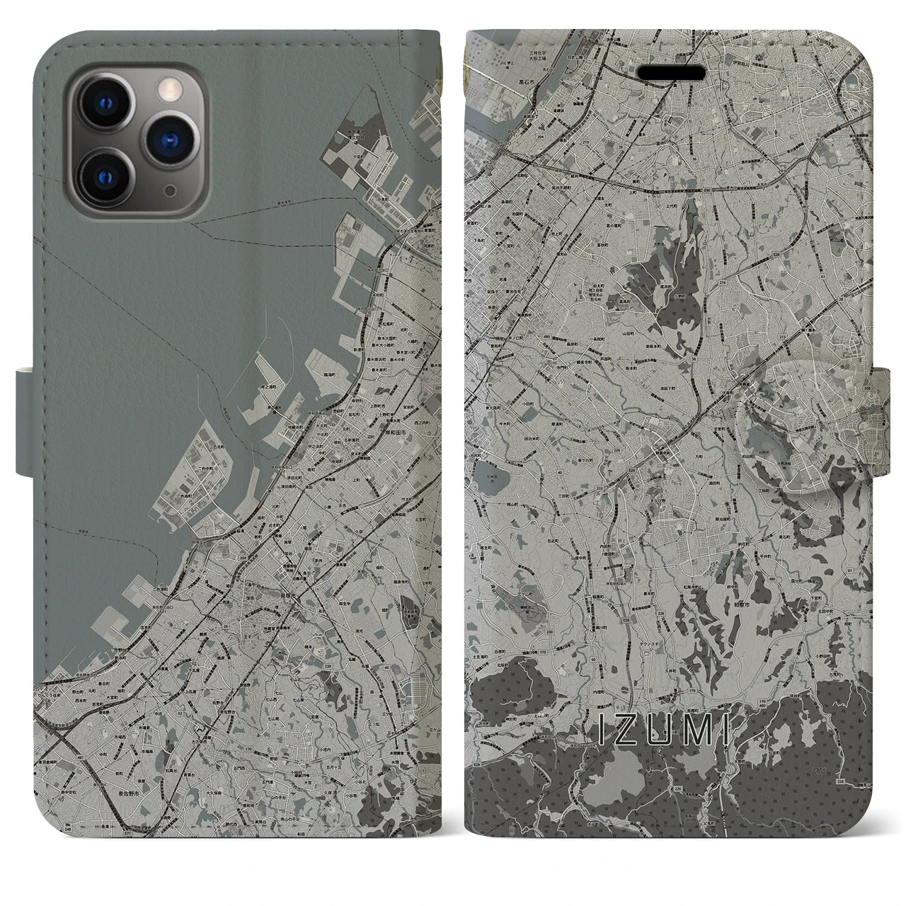 【和泉（大阪府）】地図柄iPhoneケース（手帳タイプ）