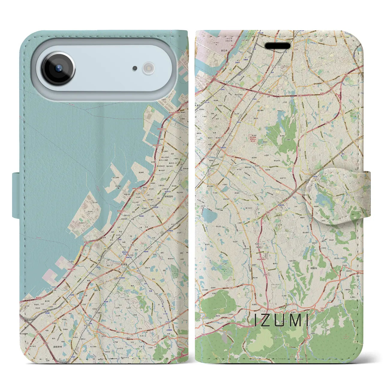 【和泉（大阪府）】地図柄iPhoneケース（手帳タイプ）