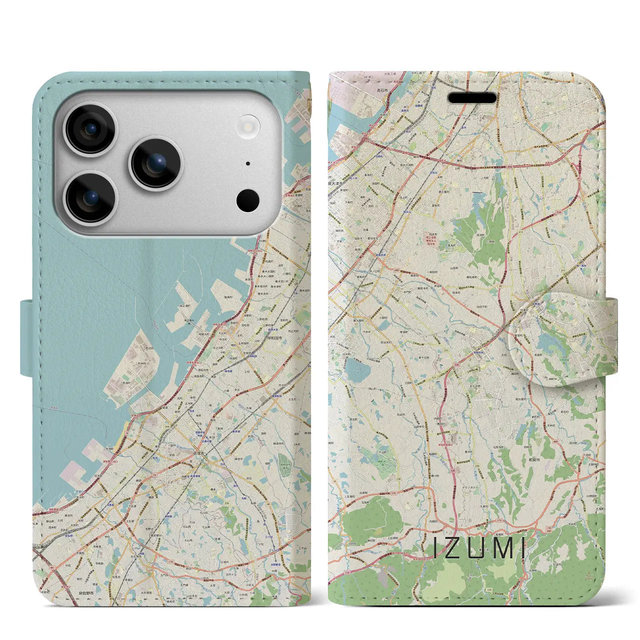 【和泉（大阪府）】地図柄iPhoneケース（手帳タイプ）