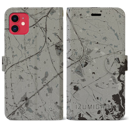 【泉ケ丘（大阪府）】地図柄iPhoneケース（手帳タイプ）モノトーン・iPhone 11 用