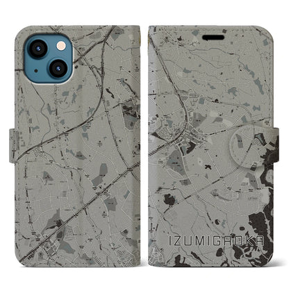 【泉ケ丘（大阪府）】地図柄iPhoneケース（手帳タイプ）モノトーン・iPhone 13 用